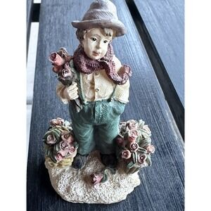 Vintage Mervyn's  Village Square- Woman with Flowers  - Christmas 1997